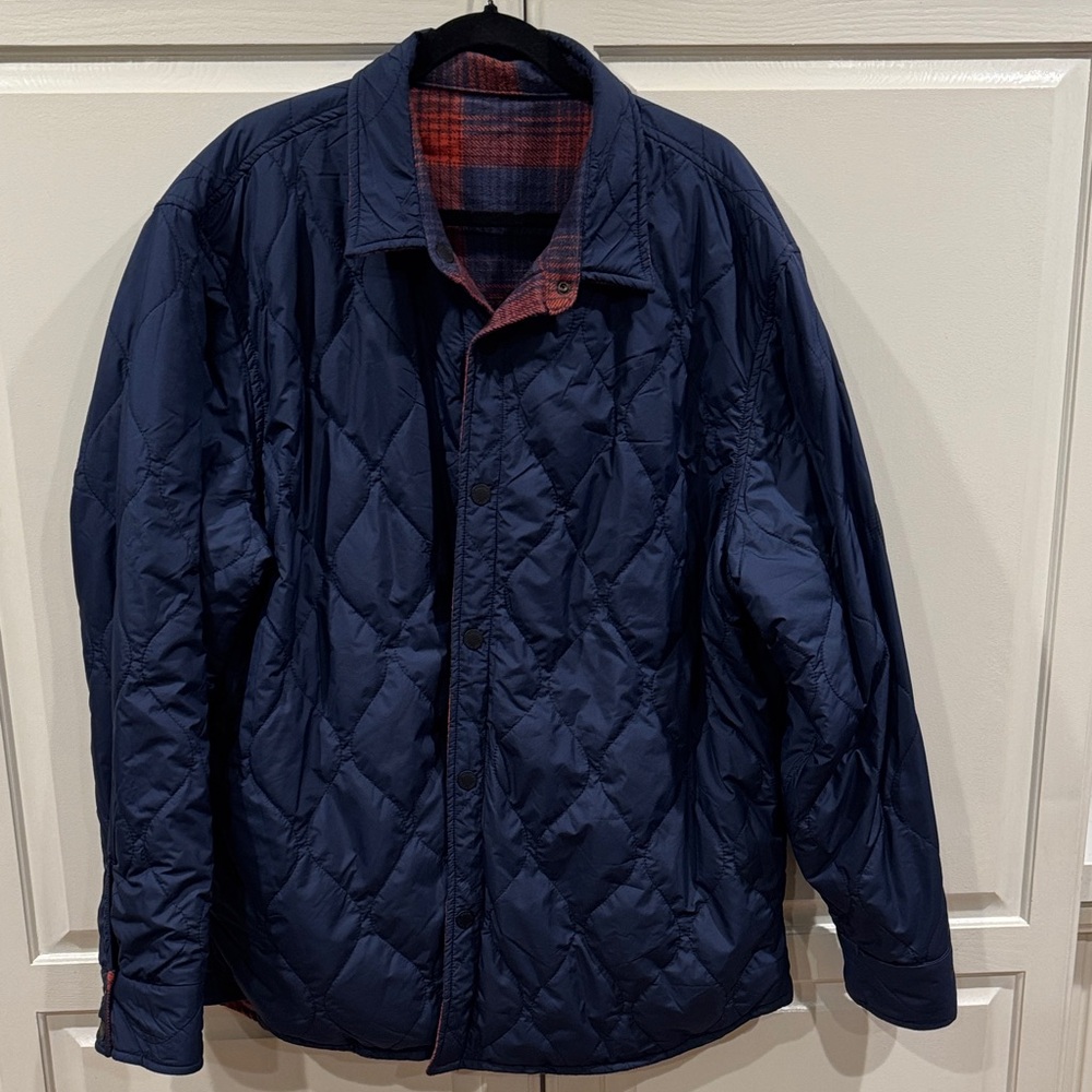 Grayers Quilted Reversible Blue Jacket with Plaid Red Lining